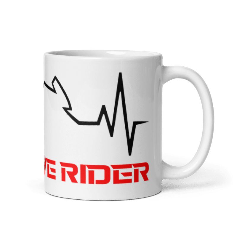 Taza blanca cardiograma motero exclusive rider