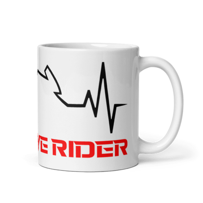 Taza blanca cardiograma motero exclusive rider